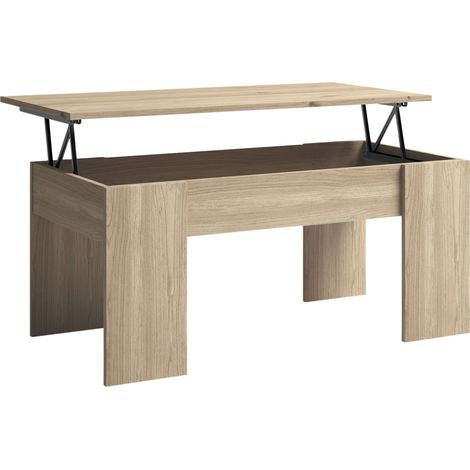 Mesa De Centro Elevable  Basic perfecta para salón en Color Roble Natural echa de Melamina 100x50 cm