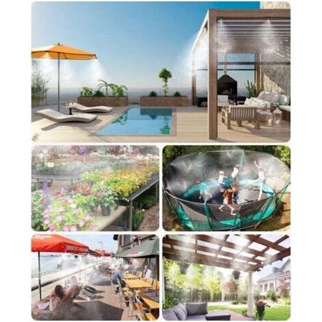 Brumisateur Exterieur, 18M Brumisateur Terrasse avec 20 Buse Brumisateur +6 Buses de Rechange+1Adaptateur (en Laiton, 3/4\\