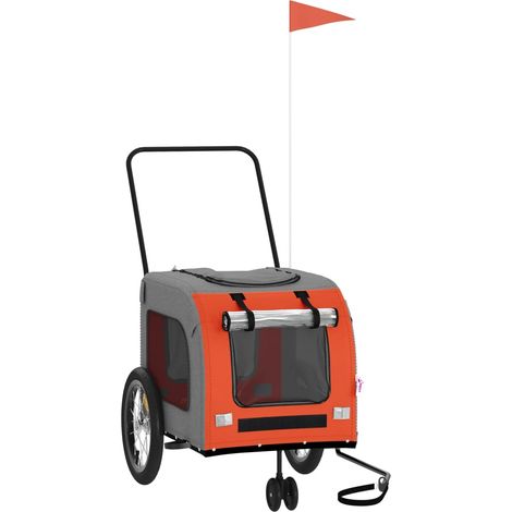 Remorque de vélo pour animaux de compagnie orange et gris (1/5)