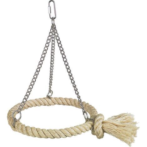 Sisal Bird Swing Toy 17.8 cm with Metal Cage Hook (1/2)