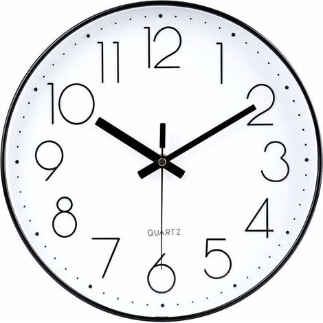 Horloge Murale silencieuse et sans tic-tac,Horloge Murale Mute Silencieuse Pendule Murale pour La Chambre Cuisine Salon (Noir)