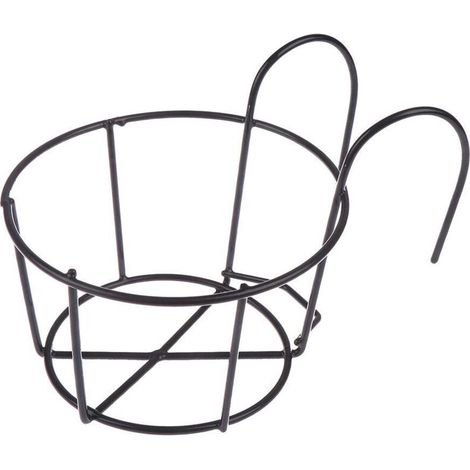 Un élégant pot suspendu rond en métal – parfait pour les balcons, les jardins et la décoration intérieure, pour suspendre des plantes grasses et des branches vertes aux balustrades.