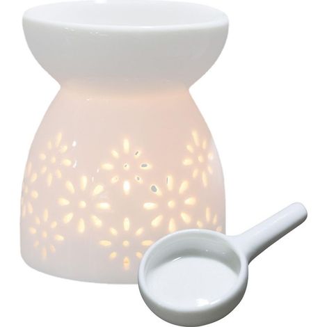 Brûleur À Cires Fondue - Diffuseur D'Huiles Essentielles en Céramique - Céramique Aromas Lampe avec Cuillère À Bougie Longue Durée De Combustion Convient pour Chambres, Bureaux, Salons Et Bureaux (1/5)