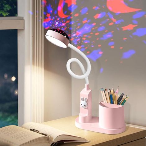 Lampada da scrivania per bambini, lampada da comodino a LED con portapenne, lampada da tavolo, dimmerabile, lampada da lettura a LED ricaricabile, collo d'oca regolabile a 360° (1/5)