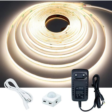 12V Détecteur de Mouvement COB Ruban à LED 5M Blanc Naturel 4000K (1/5)