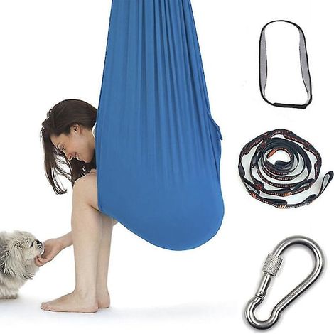 Ensemble balançoire et hamac de yoga aérien 2025 pour la flexibilité et le soulagement des douleurs [DB] Bleu clair 150280CM Bleu clair (1/5)