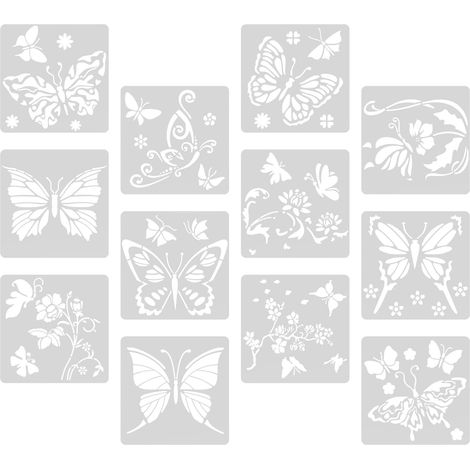 Pochoirs Oiseaux DIY Lot de 12 Pochoirs Solide pour Peinture Modèles de Dessin Créatifs pour Bricolage et Décoration (1/5)