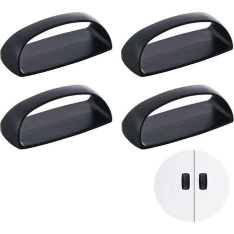 4 pcs Poignée Autocollante Porte Coulissante Poignées de Placard Auto-Adhésives Meuble Pour Fenêtre Tiroir Armoire Réfrigérateur Auxiliaire (Noir) (1/5)