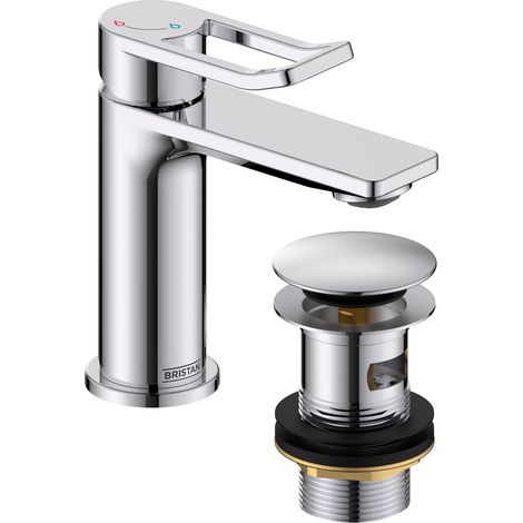 Bristan Saffron Eco Start Small Basin Mixer Tap with Clicker Waste - Chrome (1/3)