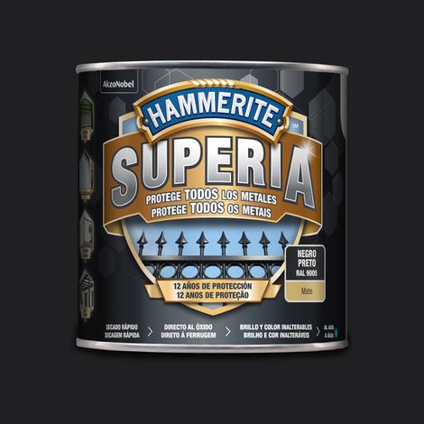 Hammerite Superia Esmalte antioxidante al agua Mate Negro 2,5 L (1/3)