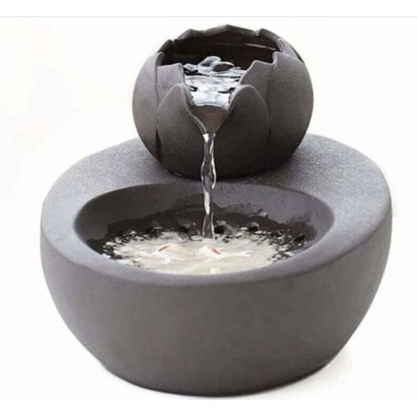 Lotus-Haustierbrunnen aus schwarzer Keramik, automatische Zirkulation (1/4)