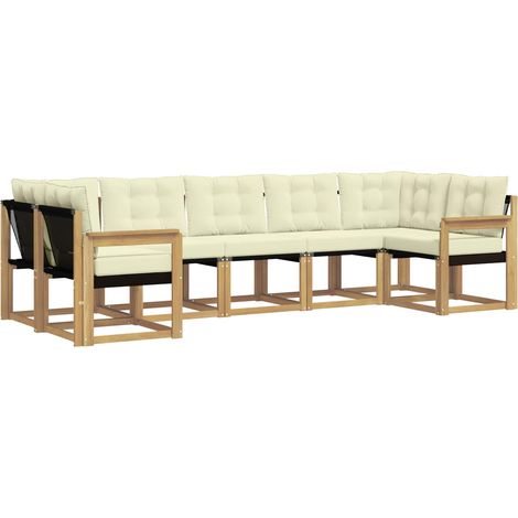 Outdoor-Sofagarnitur 7 Stk. Weiß und Creme vidaXL (1/5)