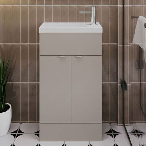 Hudson Reed Fusion Compact Vanity Unit with Basin 500mm Wide - Pebble Grey