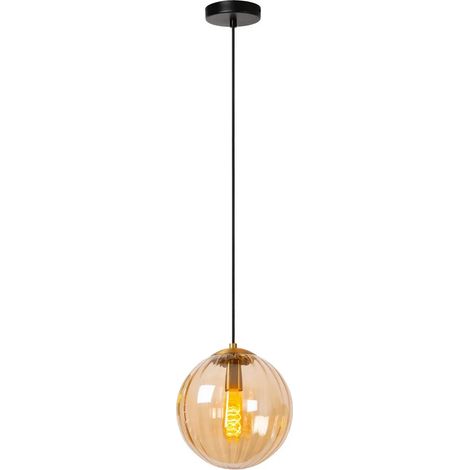 [NEUWERTIG] B-Ware Lucide Pendelleuchte Hängelampe Monsaraz Glas Amber 1 Flammig E27 Led ø 25 Cm