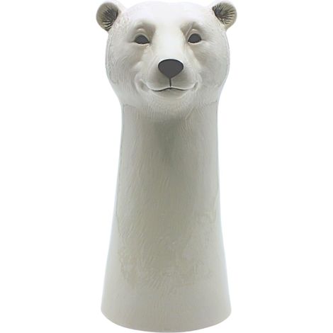 Vase en Forme de tête d'ours Polaire - Vase décoratif en céramique avec Surface lasurée - Blanc - 14 x 13 x 28 cm (1/5)