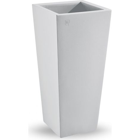 Cache pot quadrato in resina "Genesis" h. 85 cm. Bianco