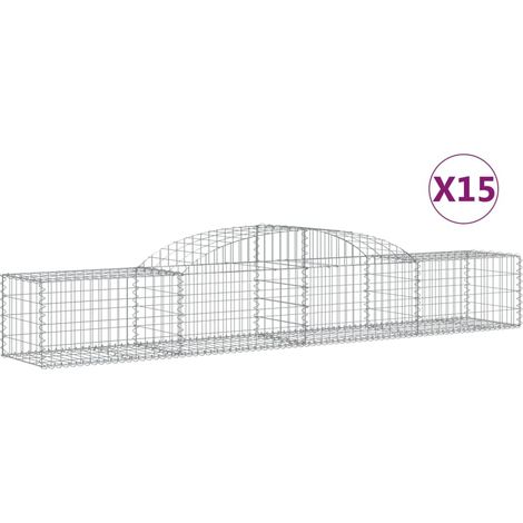 Paniers à gabions arqués 15 pcs  Mur en gabion 300x50x40/60 cm fer galvanisé