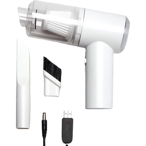 Mini-Akku-Handstaubsauger (120 W, 6000 Pa) mit LED-Licht für Auto, Tastatur, Haustiere und Schreibtisch (1/4)