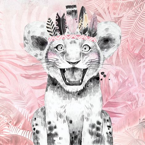 Papier peint panoramique Enfants - Lion Indien - 390 cm x 390 cm (1/2)