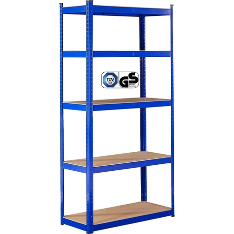 Arebos – Étagère rayonnage charge lourde 875 kg – Dimensions 180x90x40 cm – 5 niveaux en acier et MDF ignifuge – Montage sans outils (1/5)
