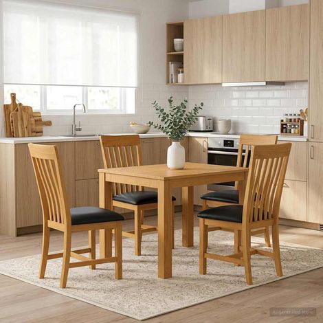 vidaXL Ensemble de salle à manger 5 pc Noir Bois de chêne massif (1/5)