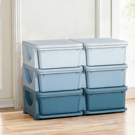 Bloc de rangement 3 tiroirs pour enfant 75 x 37 x 56,5 cm bleu (1/5)