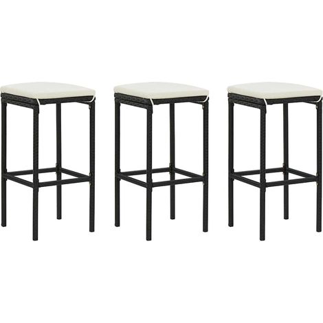 vidaXL Taburetes de cocina con cojines 3 uds ratán sintético negro (1/5)