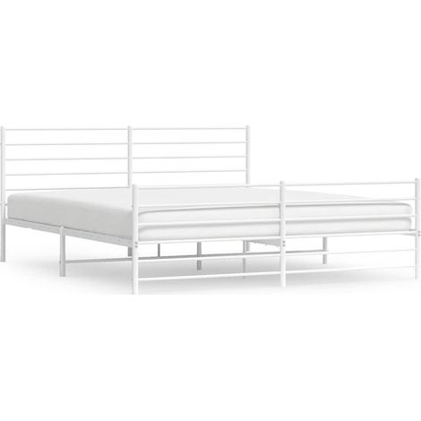 Maison Exclusive - Giroletto con Testiera e Pediera Metallo Bianco 193x203 cm (1/5)