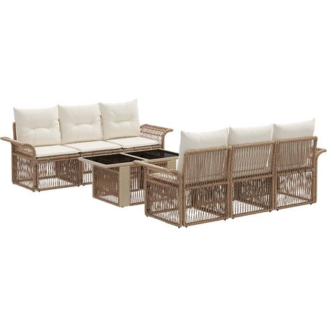 Conjunto de sofás de jardín 7 uds. Beige y blanco crema vidaXL (1/5)