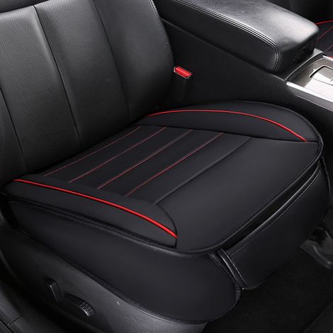 Coussin Siège Voiture - Cuir PU - Mousse Mémoire - Antidérapant - Universel - 52 x 53 cm - Noir - 1 Pièce (1/5)