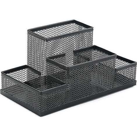 Schreibtisch-Organizer, Stiftehalter aus Metall, Schreibtischablage mit Notizhalter aus Netzgewebe, multifunktionaler Schreibtisch-Organizer, schwarzes Büroaufbewahrungsaccessoire (1/5)
