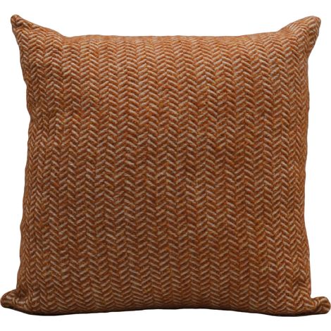 Housse de coussin en laine avec motif chevron Marron Brun 45x45 cm (1/2)