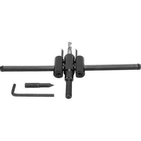 Kit de scie cloche réglable en acier allié pour découpe ronde de bois et plastique (30-200 mm). (1/5)