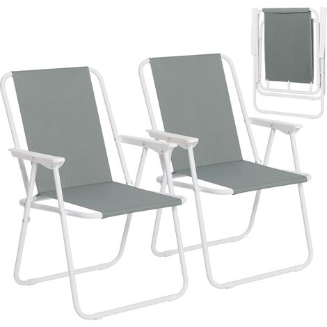 Woltu – Lot de 2 chaises de camping pliantes légères – Dossier haut et accoudoirs – Tissu Oxford 600D imperméable – Capacité 100 kg – 58x53x76 cm (1/5)
