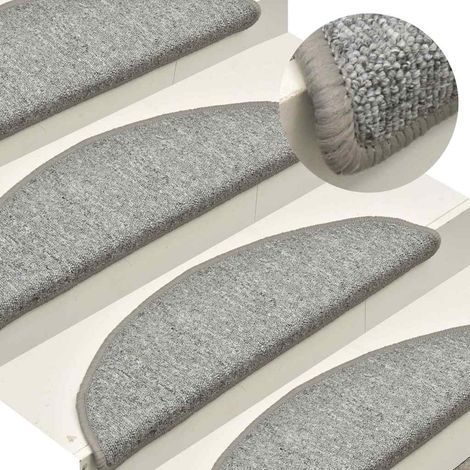 vidaXL Felpudos para escaleras (15 unidades, 56 x 17 x 3 cm, gris claro, semicirculares) (1/5)