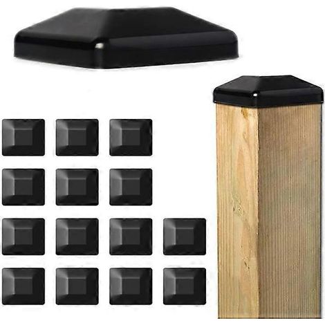 Lot de 16 capuchons carrés en bois pour poteaux de clôture de 10 cm (4 pouces) (1/5)
