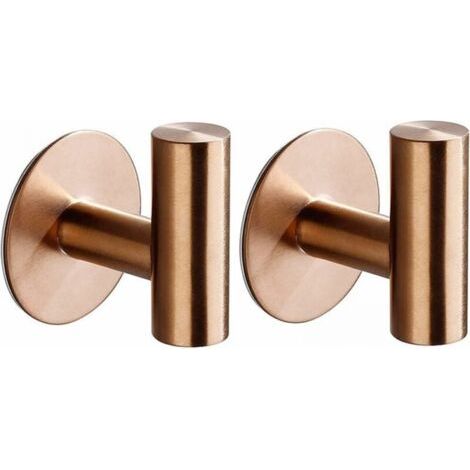 (Roségold) 2 Stück Selbstklebender Wandhaken für Badezimmer, Geschirrtuchhalter für Küche, Bilderhaken ohne Bohren, Hakenleiste für Badetücher, selbstklebend, Edelstahl (1/4)