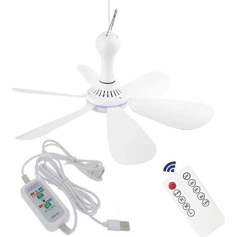 Ventilateur de plafond silencieux à 6 pales, alimenté par USB et avec télécommande --- (1/5)
