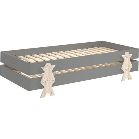 Lit Enfant en Bois "Modulo Smiley II" 90x200cm Gris (1/5)