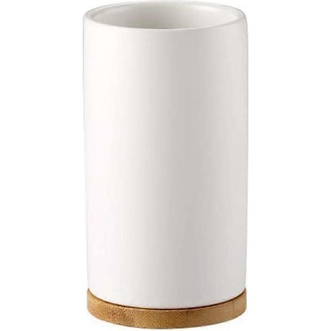Gobelet - Céramique - 400 ml - Pour Brosse À Dents Et Dentifrice - Salle De Bain - Blanc - 1 Pièce (1/5)