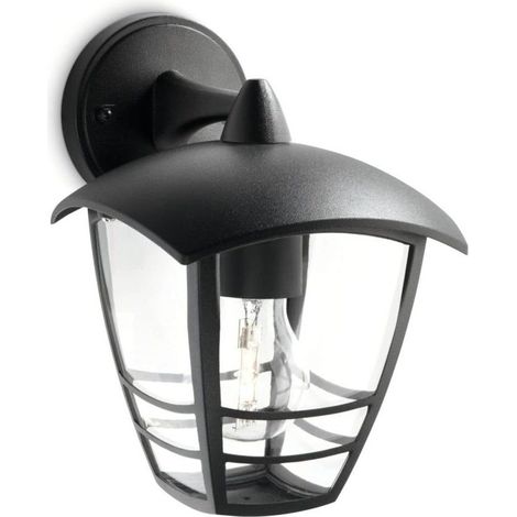 Applique murale d'extérieur, douille E27, ampoule non incluse, noire