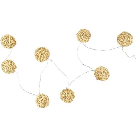 Paris Prix – Guirlande lumineuse 10 LED boule rotin 1m – Bois et rotin naturel – Ambiance cosy et chaleureuse – Installation facile (1/5)