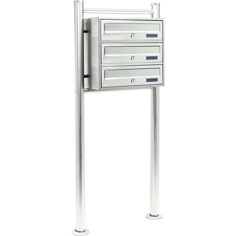 Blocco 3 cassette postali su piedino 3 scomparti sovrapposti acciaio inox 160000029
