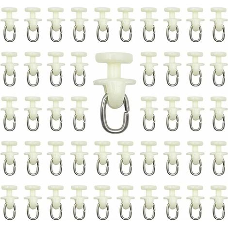 100 rulli per binari per tende (bianchi) - Binario interno per tende, binario scorrevole per tende, puleggia per tende, binario per tende in plastica