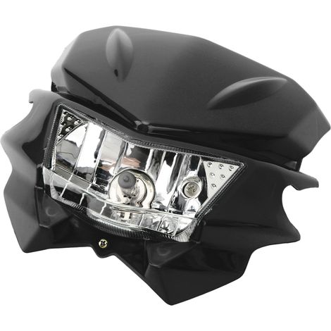Phare avant de moto H4 avec LED étanche et feux de jour (DRL) pour KLX 110 125 150 230 250 300 450R CRF WRF DC12V Noir (1/5)