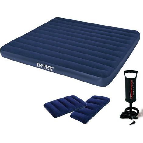 Matelas Gonflable - 203 x 152 x 25 cm - Technologie Fiber Tech - Pour Intérieur Et Extérieur - 2 Places - Avec Pompe Manuelle (1/5)