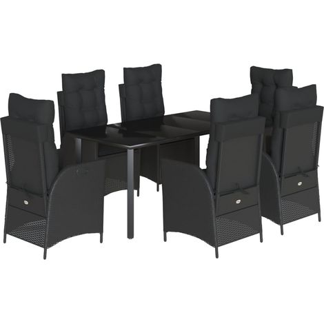 Maison Exclusive - 7-tlg. Garten-Essgruppe mit Kissen Schwarz Pol