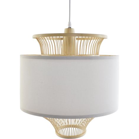 Lampara Techo Bambu Poliester 40X40X52 Blanco (1/5)