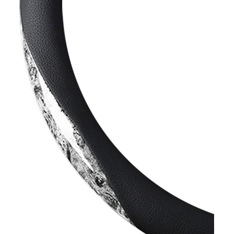 38 cm Lenkradbezug aus Kunstleder und Kohlefaser, schweißabsorbierend und rutschfest, grau. (1/5)