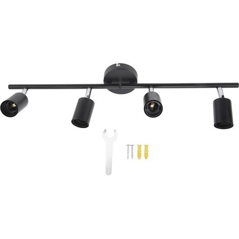 Plafonnier LED sur rail 4 lampes 60W, angle réglable, pliable, noir mat, pour chambre d'hôtel, 85-265V (1/5)